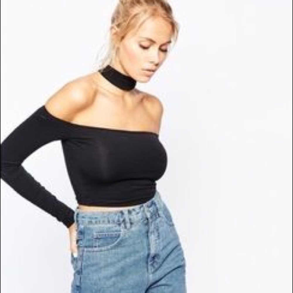 American Apparel crop top with attached collar